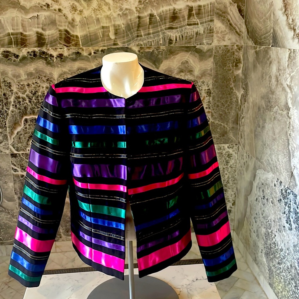 Talbots Multi satin stripe black jacket 4